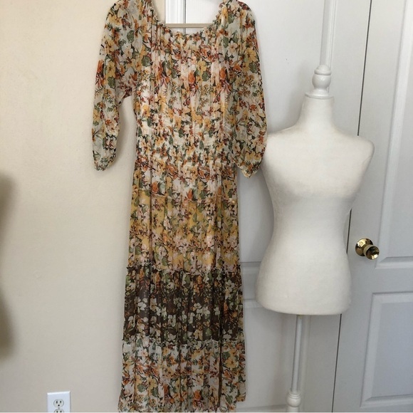 Anthropologie Fig and Flower Fully Lined Tiered Maxi with Banded Waist - Picture 5 of 7